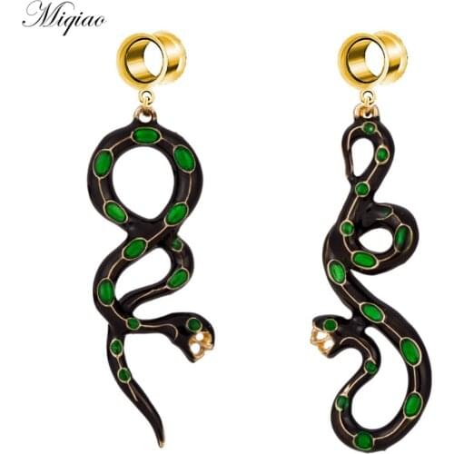 Miqiao 2pcs Hot-selling Stainless Steel Snake-shaped Double Horn Ear Expander Exquisite Human Body Piercing Jewelry