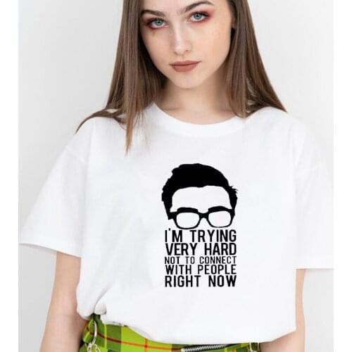 I'm Trying Very Hard Not To Connect with People Right Now T-Shirt Women Funny David Rose Shirt Ew David Social Distancing Tees