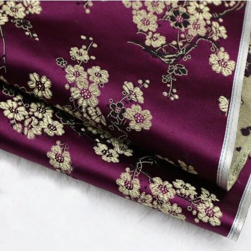 100cmx75cm Purple Wintersweet yarn dyed braocade fabric jacquard tapestry satin jacquard fabric fashion fabric DIY clothing