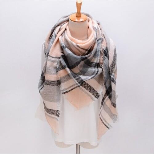 Winter summer hijab Triangle Scarf For Women female Brand Designer Shawl Cashmere Plaid Scarves Blanket Dropshipping XS027-4