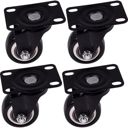 1.6 Inch Dia Heavy Duty 200KG Black Polyurethane Swivel Castor Wheels Trolley Furniture Caster Pack of 4