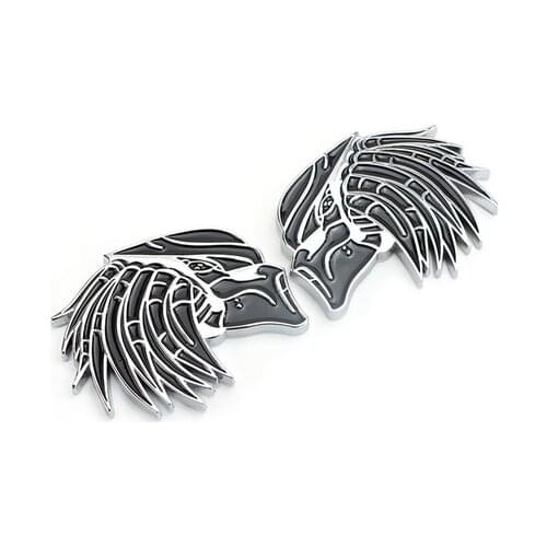 1Pair 3D Auto Car Stickers Metal Iron warrior Shape Chrome Badge Emblem Decal Motorbike Modified