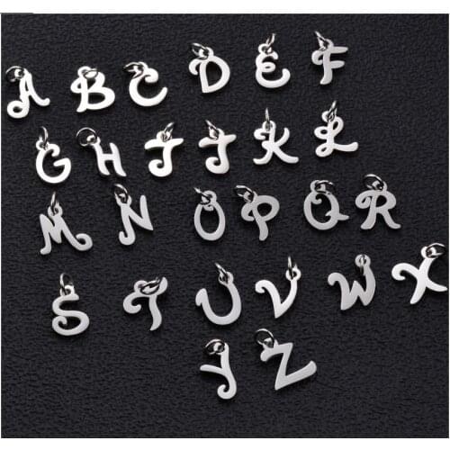 10 pcs Stainless Steel ABC Letter/Alphabet A-Z Letter Charms Pendant Loose Beads Set for Jewelry Making wholesale Dropshipping