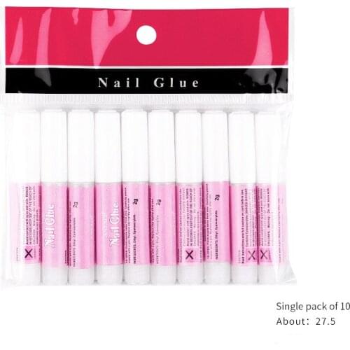 10 pcs Nail products DIY nail glue 2g round bottle nail prosthetic piece adhesive nail piece jewelry drilling fast dry firm