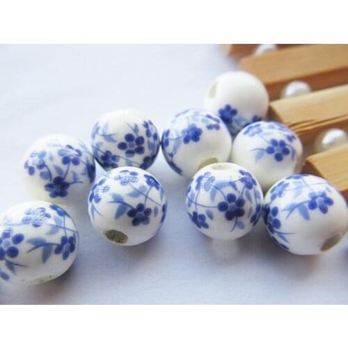 100pcs 10mm Flower Painted Ceramic Spacer Beads Cabochon Charm Finding,DIY Accessory Jewellery Making