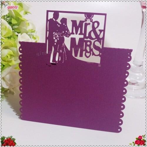 100pcs Laser Cut Hollow Table Card Mr & Mrs Place Name Card Seating Card Wedding Party Bridal Shower Table Decoration 6zSH078