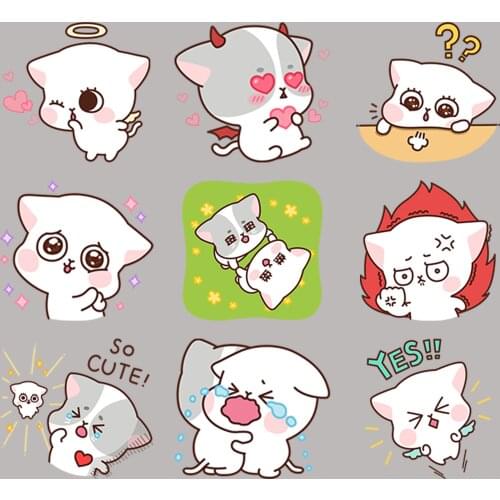 24 cute kitten scrapbook stickers for children, DIY laptop suitcase skateboard motorcycle bicycle toy