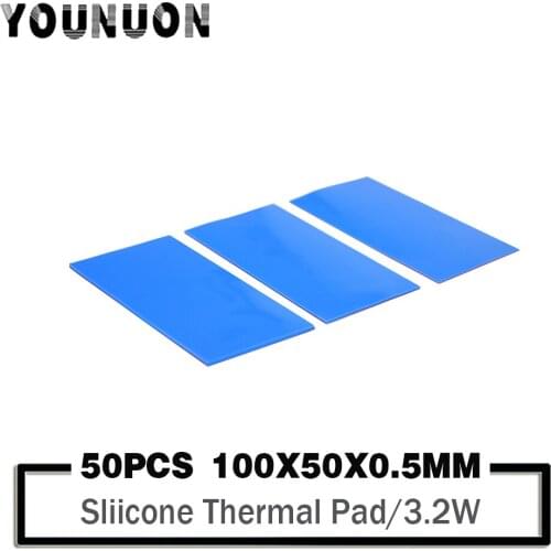 50PCS 100X50X0.5MM Thermal Conductive Silicone Pads Heatsink Cooling Pad For Laptop IC GPU VGA Card 100mmx50mm 0.5mm Thickness