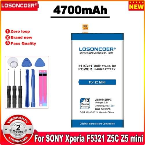 LOSONCOER 4500mAh LIS1594ERPC Battery For Sony Xperia Z5 mini Z5 compact E5823 E5803 XA Ultra C6 F3216Xc F3216 F3215 Xmini F5321