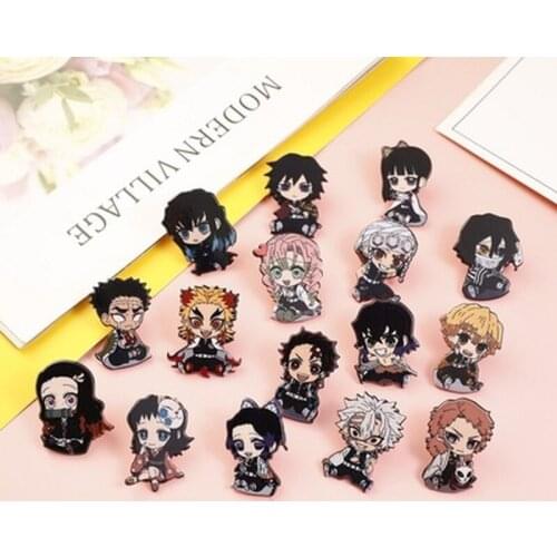 Anime Demon Slayer Badge Brooch Pin Cospaly Cartoon Kimetsu No Yaiba Sabito Kamado Tanjirou Makomo Acrylic Pins Gifts