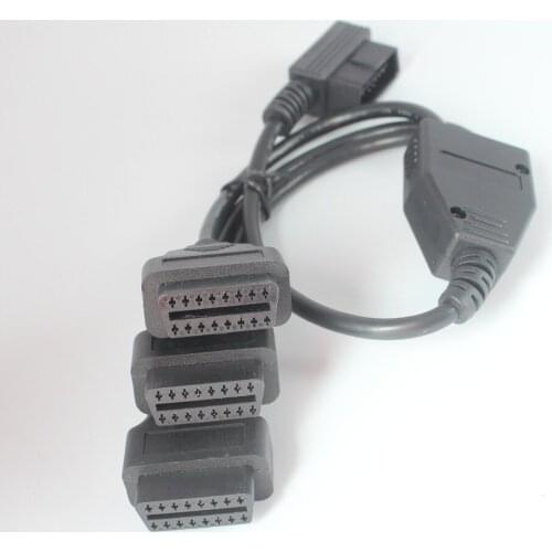 Car Cables OBD2 16 Pin OBD 1 to 3 Splitter Cable Wire Extension Cords Male to female Triple Female Connector with Switch