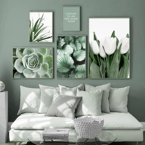 White Tulip Green Orchid Aloe Monstera Plant Art Canvas Painting Nordic Posters and Prints Wall Pictures for Living Room Decor