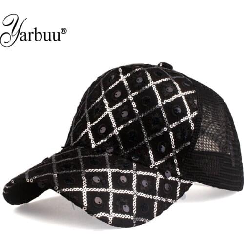 [YARBUU] HOT Baseball Cap Casquette Female Cap Sequins Baseball Cap Summer Hat Women Sun Sport Mesh Hat Snapback Hip Hop Hat