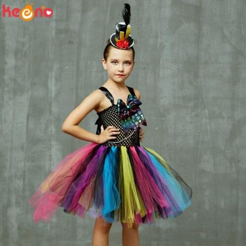 Sparkly Hatter Girl Alice in Wonderland Classic Fancy Tutu Dress Children Halloween Cosplay Birthday Party Dress Costume