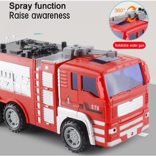 Childrens Large Fall-Resistant Fire Truck Toy Set Ladder Truck Lift Sprinkler Fireman Engineering Truck Toy Educational Toys