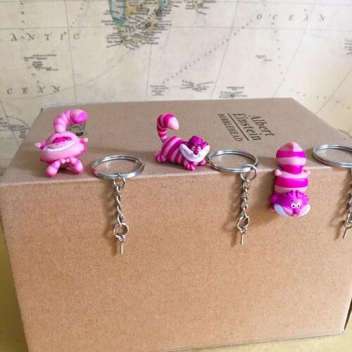 Classic Fairy Tale Alices Adventure In Wonderland Cheshire Figure Key Ring Pendant Model Toys