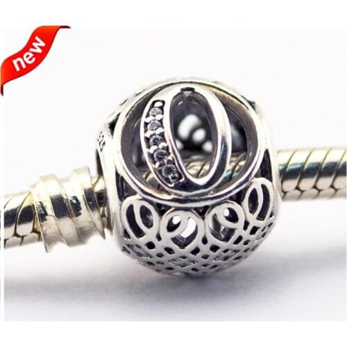 S925 Original Sterling Silver Vintage O Charms Fits Pandora Bracelet Letter kralen Beads for Jewelry Making berloques abalorios