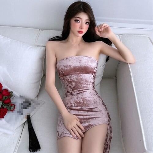 ZC3236 2021 summer new women fashion temperament sexy wipes bosom hollow out wrap buttocks short dress female cheap wholesale
