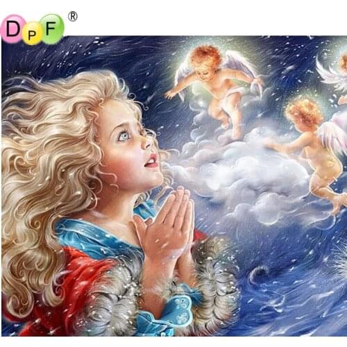 DPF DIY Girl an angel 5D square home decor diamond painting cross stitch crafts diamond embroidery wall painting diamond masaic