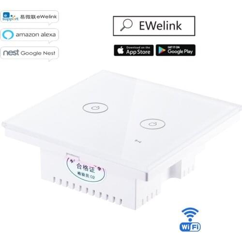 Eruiklink Ewelink APP/ Wifi / Touch Smart Switch UK Type 1 2 3 Gang Wireless Wall Touch Panel Switch Timing Light Switch Alexa