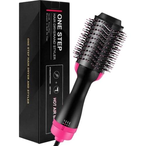 2 IN 1 One Step Hair Dryer Hot Air Brush Hair Straightener Comb Curling Brush Hair Styling Tools Support Dropshipping