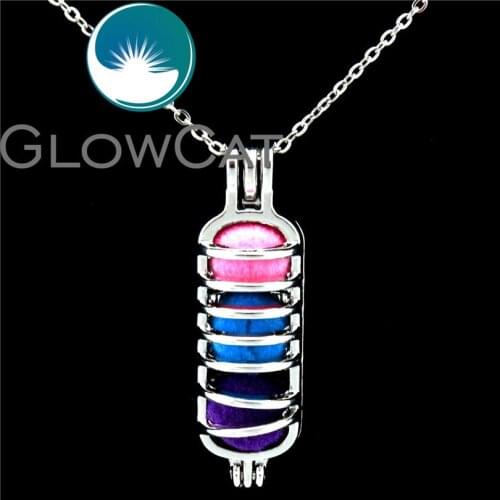 GLOWCAT K551 Long Beads Cage Aromatherapy Oyster Pearl Cage Locket Necklace 18" Stainless Chains