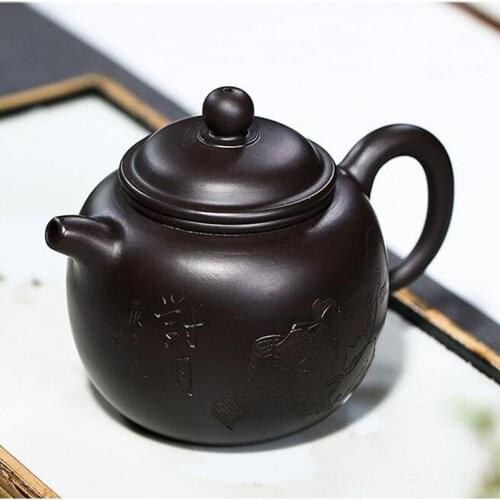 Chinese Yixing tea pot purple clay teapots beauty kettle Raw ore Black mud Handmade Tea set authentic Tie Guanyin 240ml