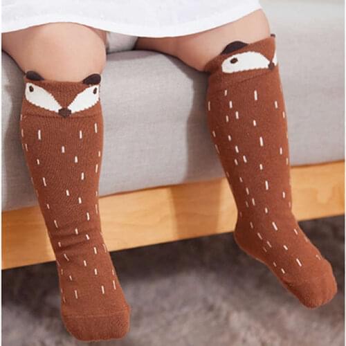 Fox baby Socks Knee Girl Boy Baby Toddler Socks kids animal Infant Soft Cotton socks knee high