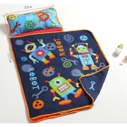 Red Robot Kid Nap Mat Toddler Cotton Nap Pad for Preschool Daycare Kindergarten Travel Sleeping Bag
