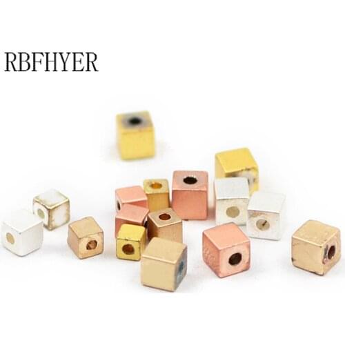 Matte Natural Stone Rose Gold Silvers Square Hematite Loose small Beads for Charm Jewelry bracelet Making Wholesale 2/3mm DIY
