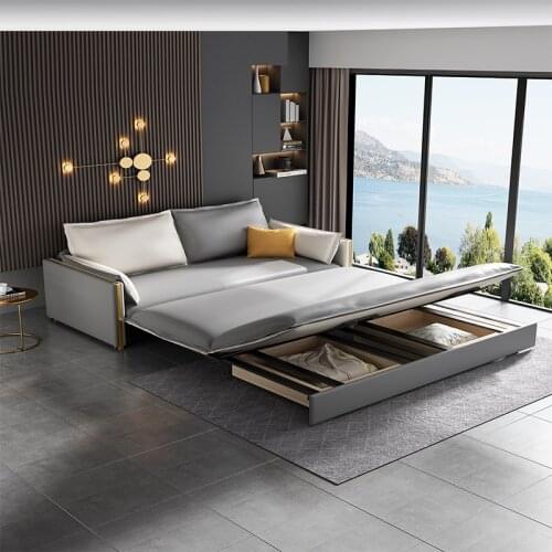 Multi functional Technology sofa bed push-pull double folding living room small family simple sitting and sleeping bed