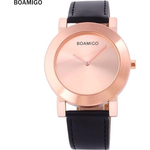 BOAMIGO Brand Watches Fashion Casual Men Quartz Watch Business Thin Case Wristwatches Leather Strap Clock Relogio Masculino