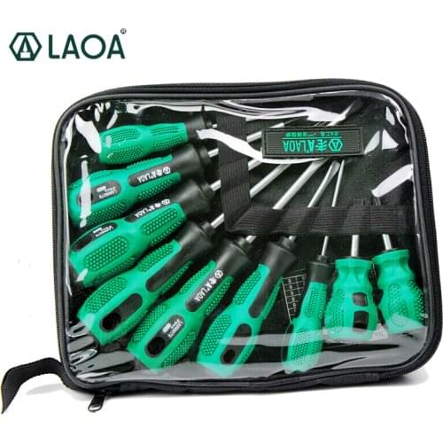 LAOA High Quality 9 pcs CR-V Material Screwdriver Set with Slotted and Phillips Head for Household