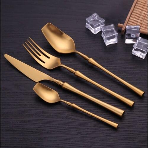 Gold Stainless Steel Cutlery Set Dinnerware Tea Spoon Fork Knife Set for Parties Flatware Dishwasher Safe Tableware Dropshipping