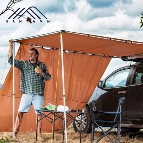 GRNTAMN Roof Rack 4x4 Awning w/ FREE 6.5' Side Wall Extension, for Car/SUV/Truck - Khaki