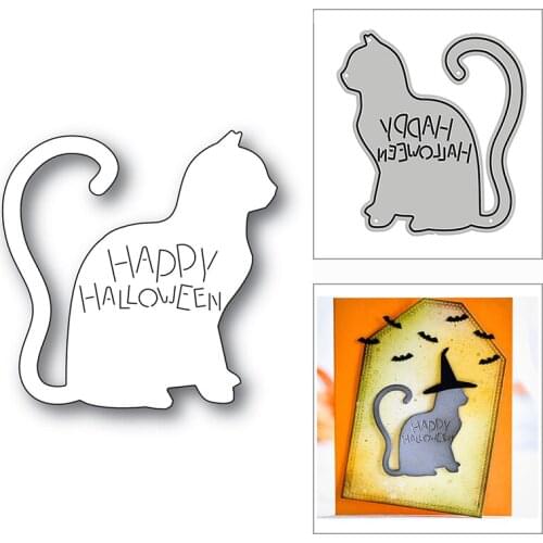 New Happy Halloween Sitting Cat 2020 Metal Cutting Dies for DIY Scrapbooking and Card Making Decorative Embossing Craft No Stamp