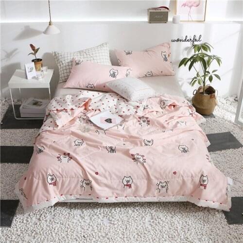 100%Cotton Bedspread American cute pig print Throws Blanket summer thin Comforter stiching Duvet Quilt Filling