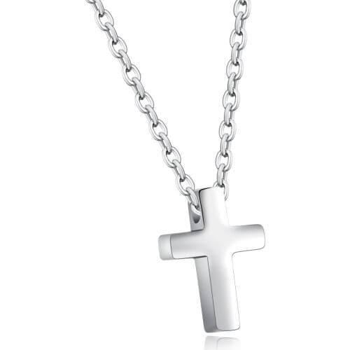 Simple Cross Pendant Necklace for Men Woman Christian Chain Link Necklaces Stainless Steel Male Jewelry