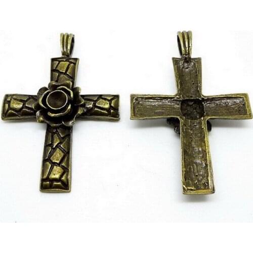 RONGQING 2018 New 10pcs/pack Crosses 65x45mm Religion DIY Necklace Charms Hollow Pendant accessories Jewelry