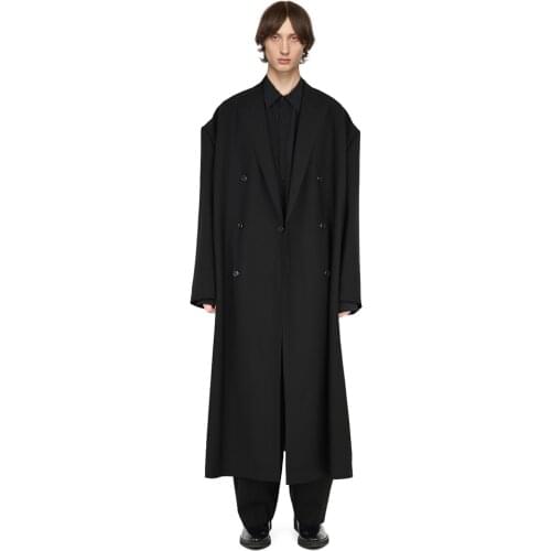 S-6XL!Large mens coats 2021 Original design double breasted shoulder coat web celebrity long windbreaker