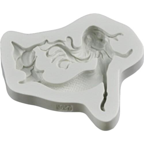 Little Mermaid Design 3D Silicone Mold Chocolate Fondant Cake Moulds Decorations Baking Tools 85*70*13mm