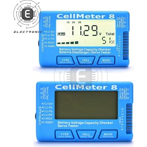 LCD Digital Battery Capacity Checker CellMeter 8 2-8S 4-8S Servo LiPo Li-lon NiMH Battery Tester With Backlight And Discharge