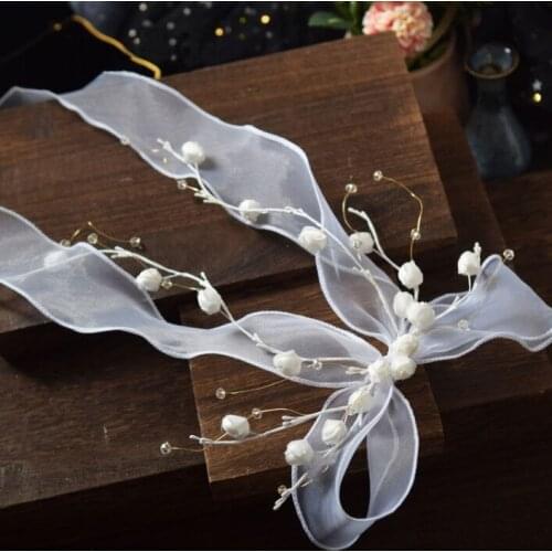 Korean gauze floral barrettes mesh big bow hair wear romantic veil wedding bridal hair accessories