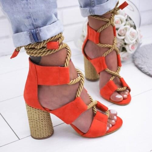 New Summer Women Sandals Fashion Gladiator Sandals Female High Heels Sandals Rome Cross Tied Sandals Women Shoes 35-43 XKD4231