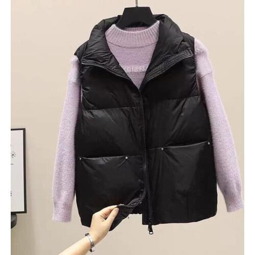 2021 Spring Autumn White Duck Warm Sleeveless Jackets Stand Collar Vintage Down Coats Woman Down Sleeveless Vest Jackets