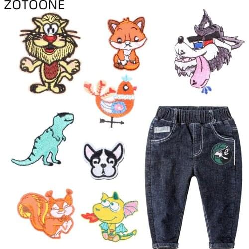 ZOTOONE Iron on Embroidered Patch for Jeans Pants Sew on Animal Patches for Clothing DIY Badge for Clothes Fabric Applique G