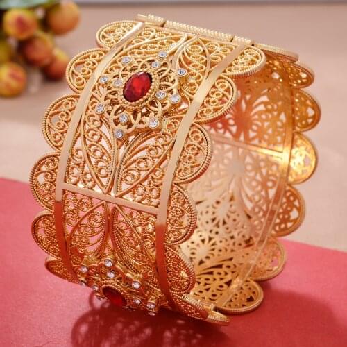 1pcs Dubai Gold color Bangle For Women Girls Indian Bracelet Africa Ball Jewelry Bangle&Bracelet Ethiopian Wedding Bride Jewelry