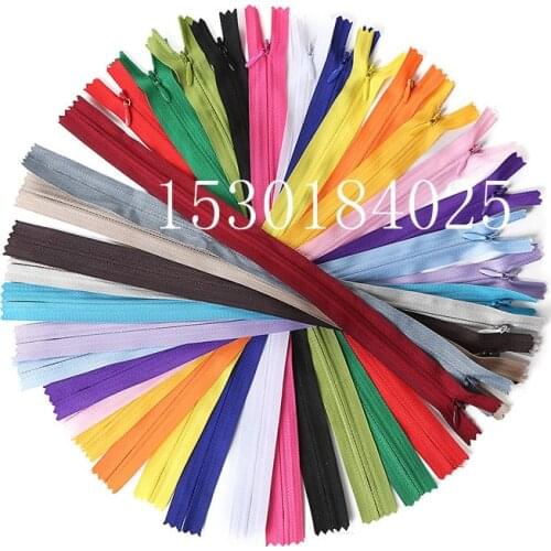 10pcs Colorful Nylon 3# Closed End Invisible Zippers 12/16/20 inch ( 30/40/50cm ) Tailor Sewing Crafts 20 Color