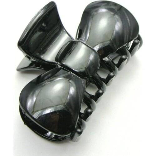 4 Black Plastic Hair Claw Grip Folding Clips Clamps 65mm for DIY Craft