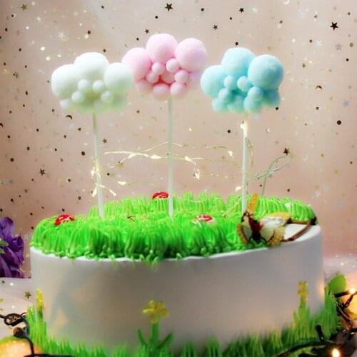 5pcs DIY Soft Cartoon Cloud Cake Decor Ice-cream Cupcake Toppers Picks Kids Birthday Party Decor Wedding Dessert Supply